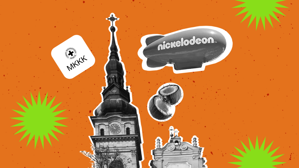 Кейс Nickelodeon Hotels в Доминикане: коллаж с церковью, логотипом Nickelodeon и эмблемой Красного Креста — обложка статьи Ксюши Петриной